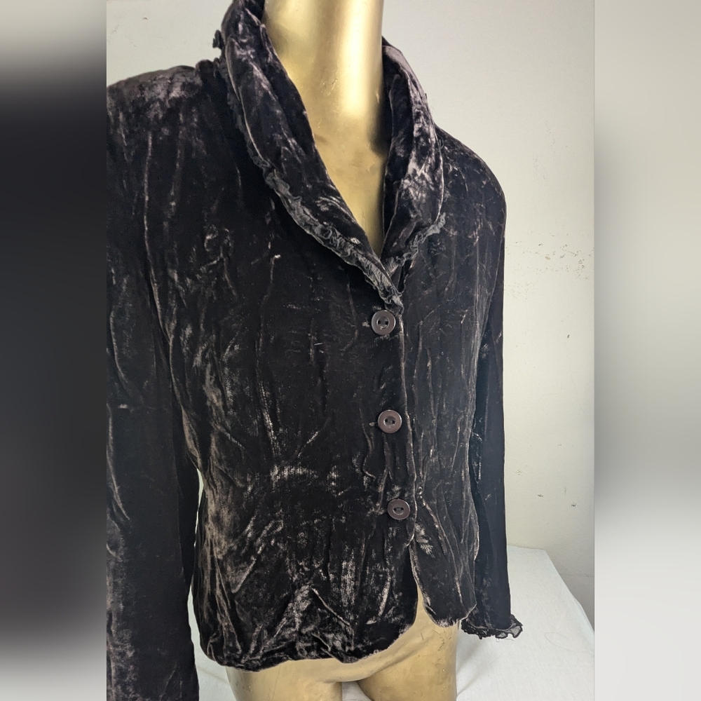 Chadwicks Crush Brown Velour Jacket w/Lace Trim Gorgeous Size 14